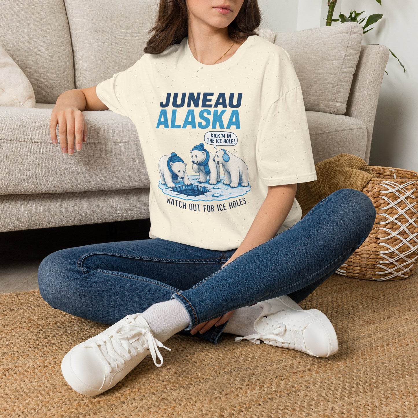 Juneau Alaska Polar Bears T-Shirt — ‘Watch Out for Ice Holes!’ Travel Souvenir Tee