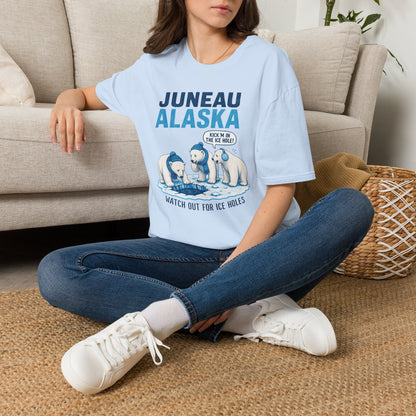 Juneau Alaska Polar Bears T-Shirt — ‘Watch Out for Ice Holes!’ Travel Souvenir Tee