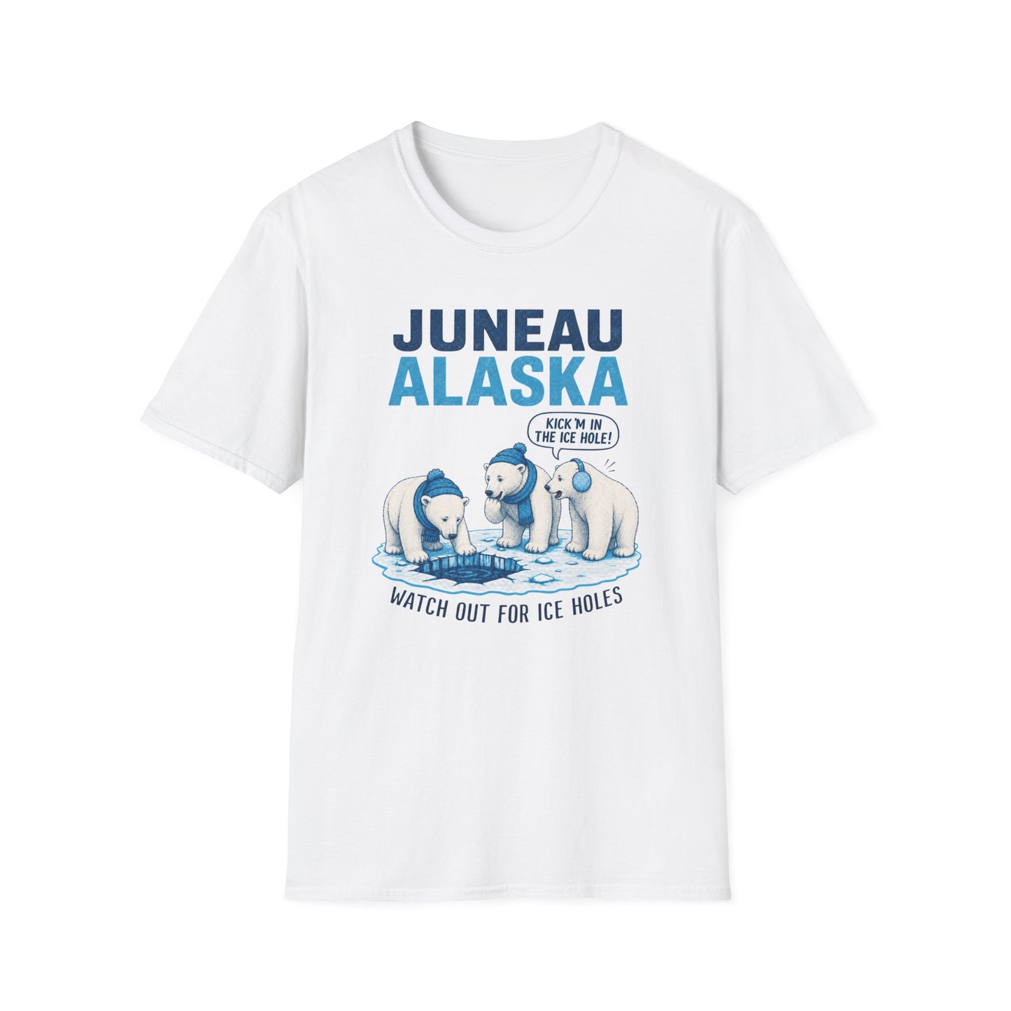 Juneau Alaska Polar Bears T-Shirt — ‘Watch Out for Ice Holes!’ Travel Souvenir Tee