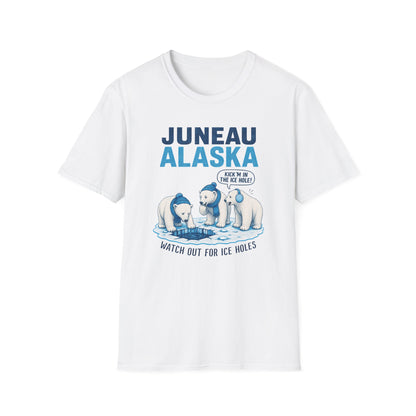 Juneau Alaska Polar Bears T-Shirt — ‘Watch Out for Ice Holes!’ Travel Souvenir Tee