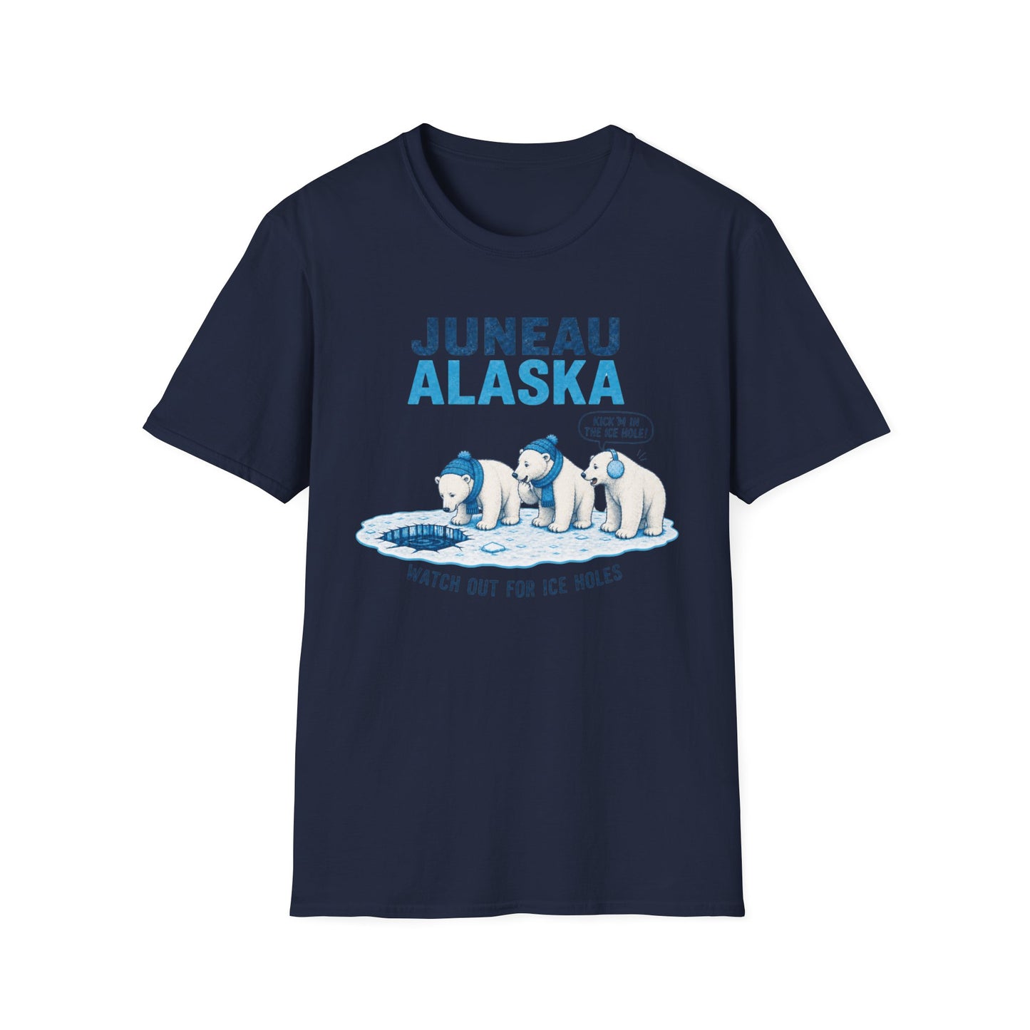 Juneau Alaska Polar Bears T-Shirt — 'Watch Out For Ice Holes' Cute Arctic Souvenir