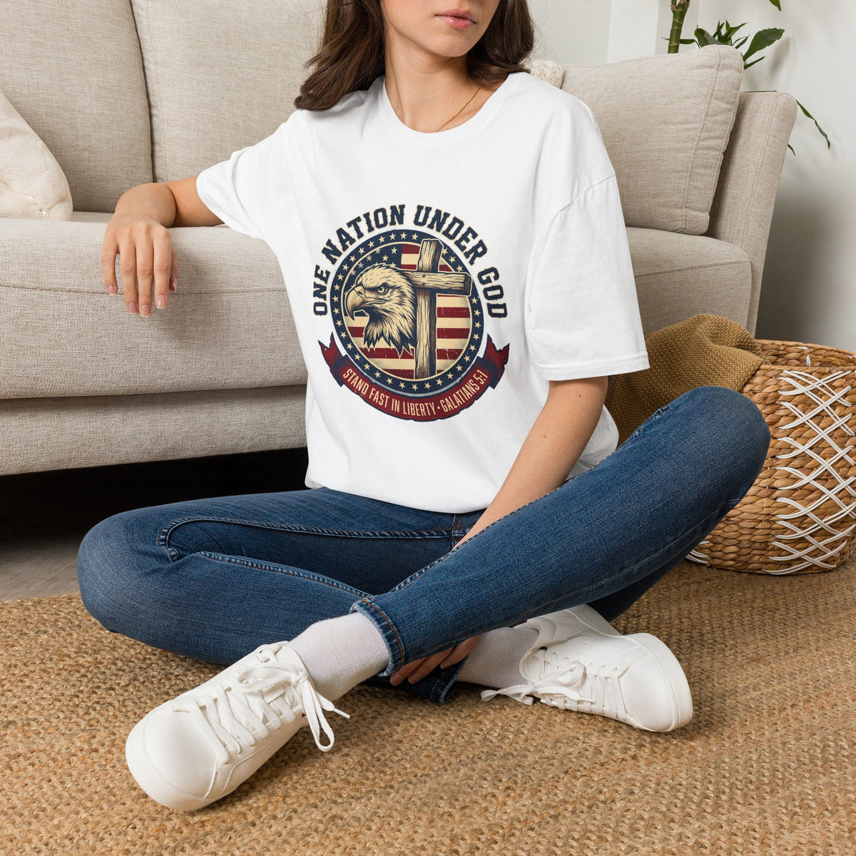 One Nation Under God Eagle American Flag T Shirt