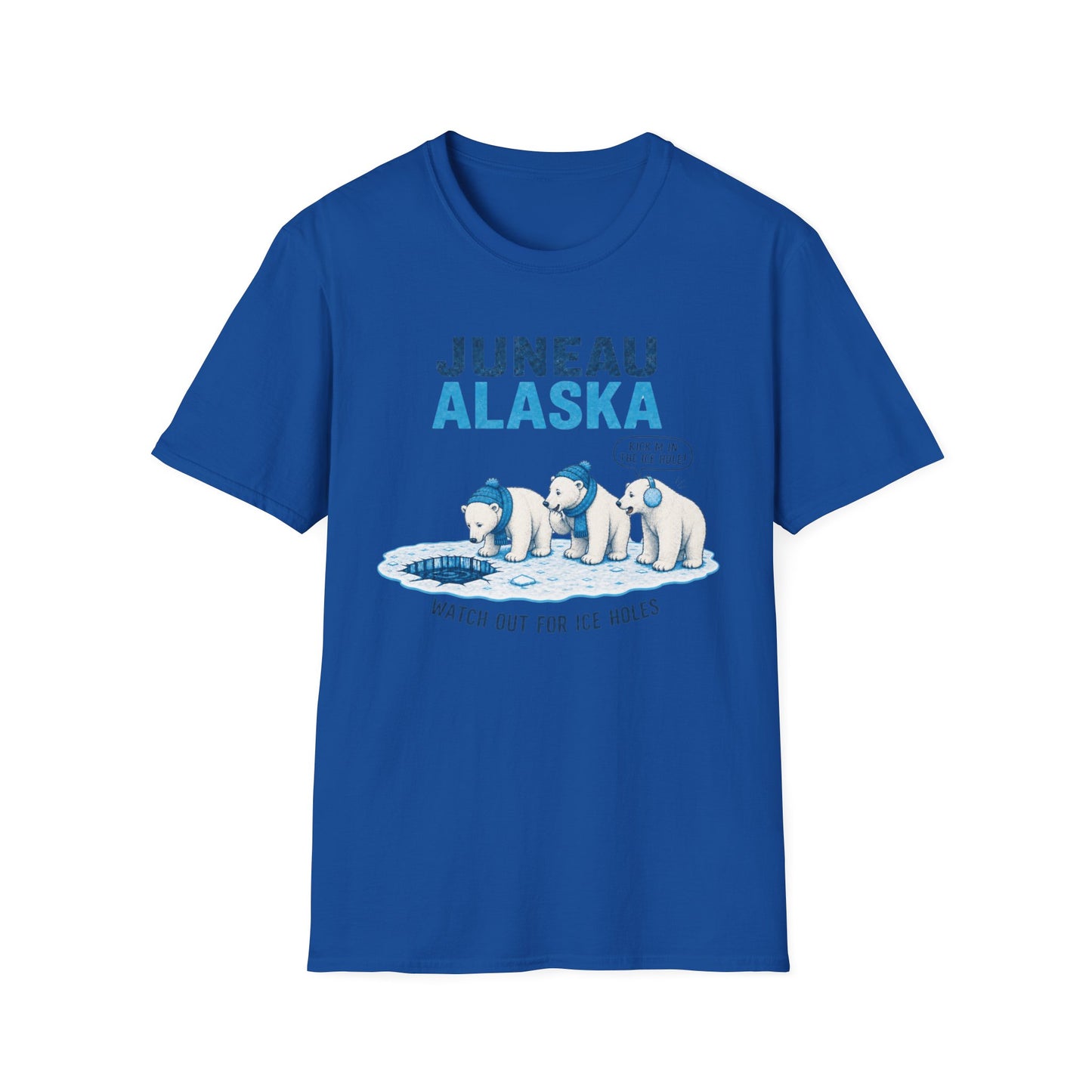 Juneau Alaska Polar Bears T-Shirt — 'Watch Out For Ice Holes' Cute Arctic Souvenir