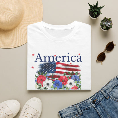 Unisex Softstyle America 250th Birthday T-Shirt with "God Shed His Grace On Thee" words
