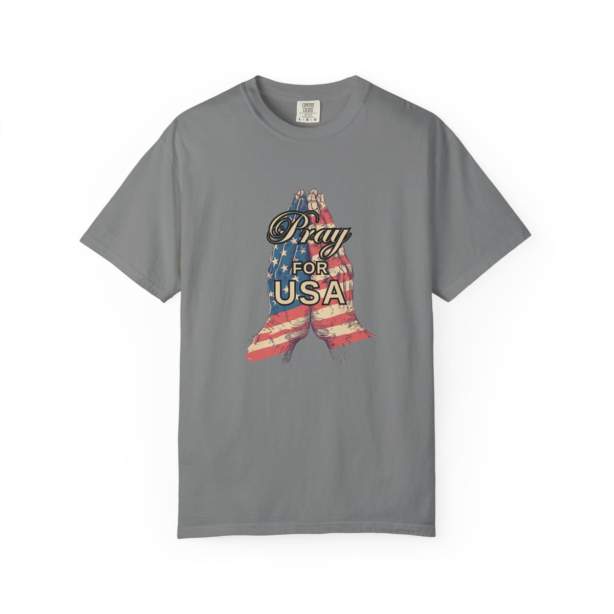 Pray for USA T-Shirt — Patriotic American Flag Praying Hands Tee