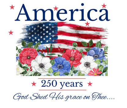 America 250th Birthday T-Shirt with "God Shed His Grace On Thee" words