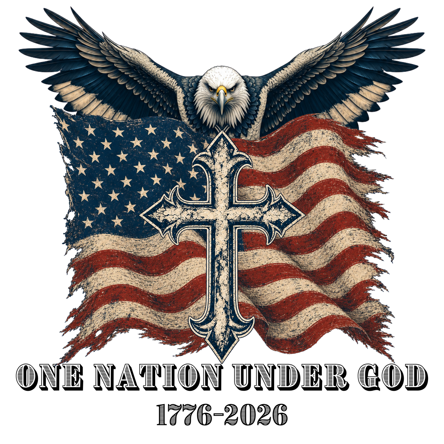 Patriotic Eagle Cross T‑Shirt — American Flag Faith Graphic
