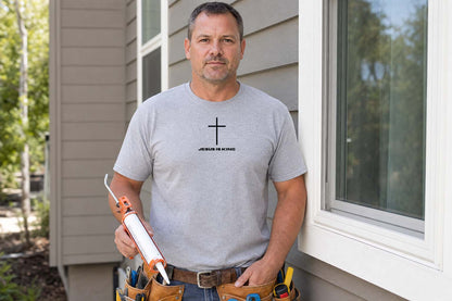 Minimal Cross “JESUS IS KING” Christian Faith Tee