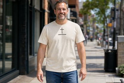 Minimal Cross “JESUS IS KING” Christian Faith Tee