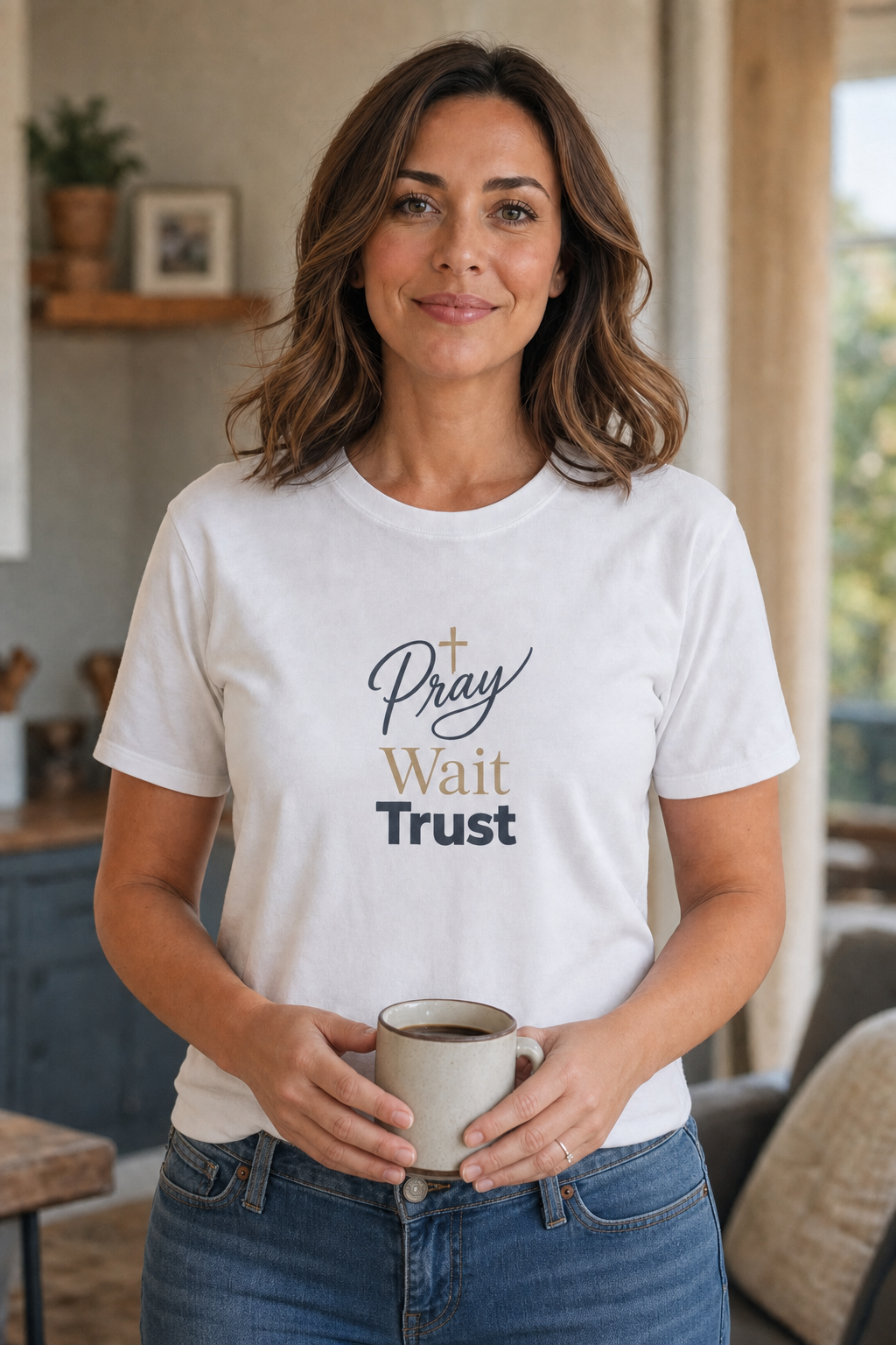 Pray Wait Trust T‑Shirt — Inspirational Christian Faith Tee