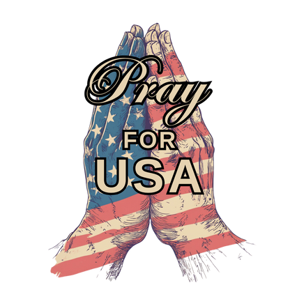 Pray for USA T-Shirt — Patriotic American Flag Praying Hands Tee