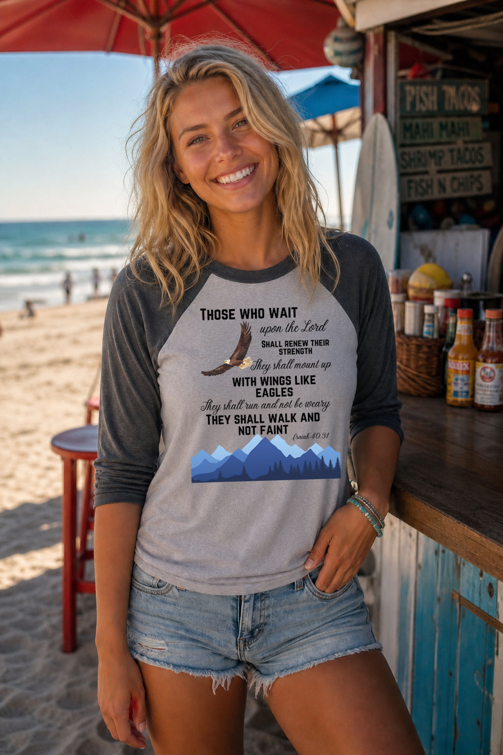 Those Who Wait On the Lord 3/4 sleeve Raglan T Shirt