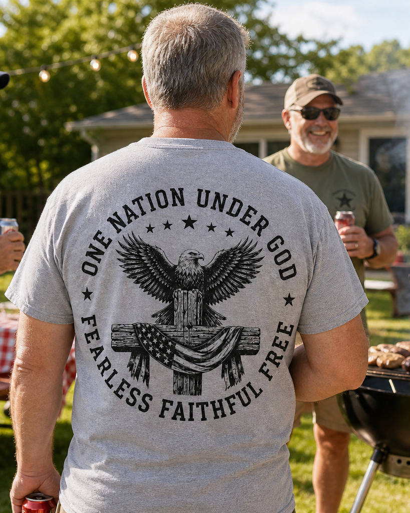 Eagle on Cross One Nation Under God Tee
