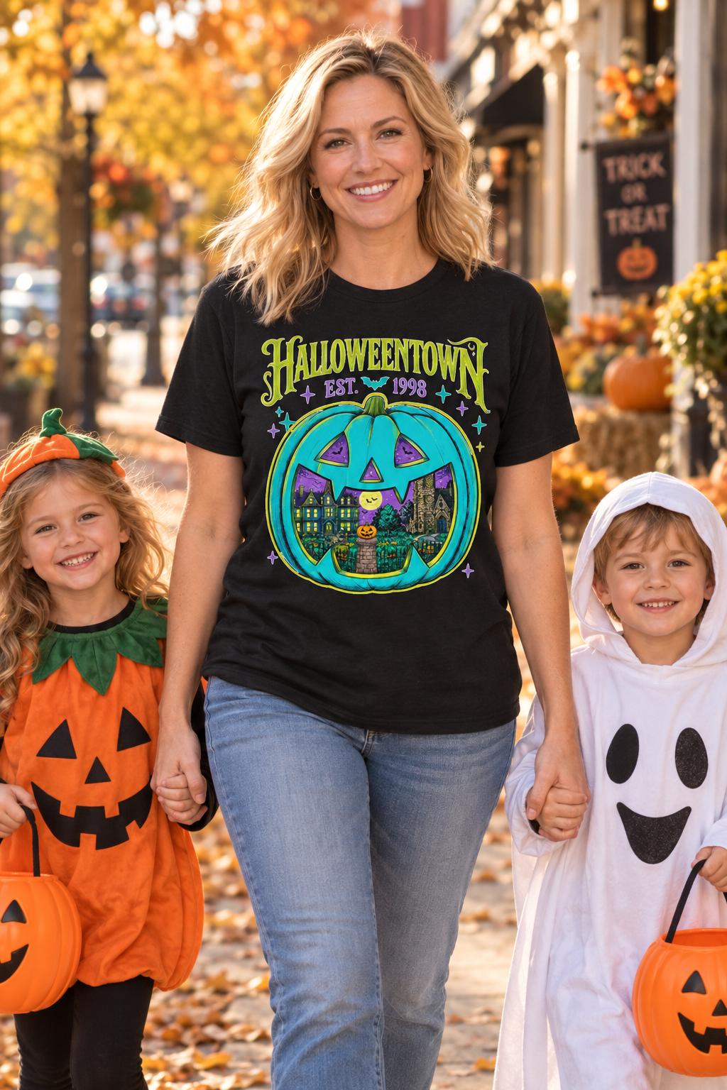 Halloweentown Pumpkin Tee — Retro Halloween Graphic T-Shirt