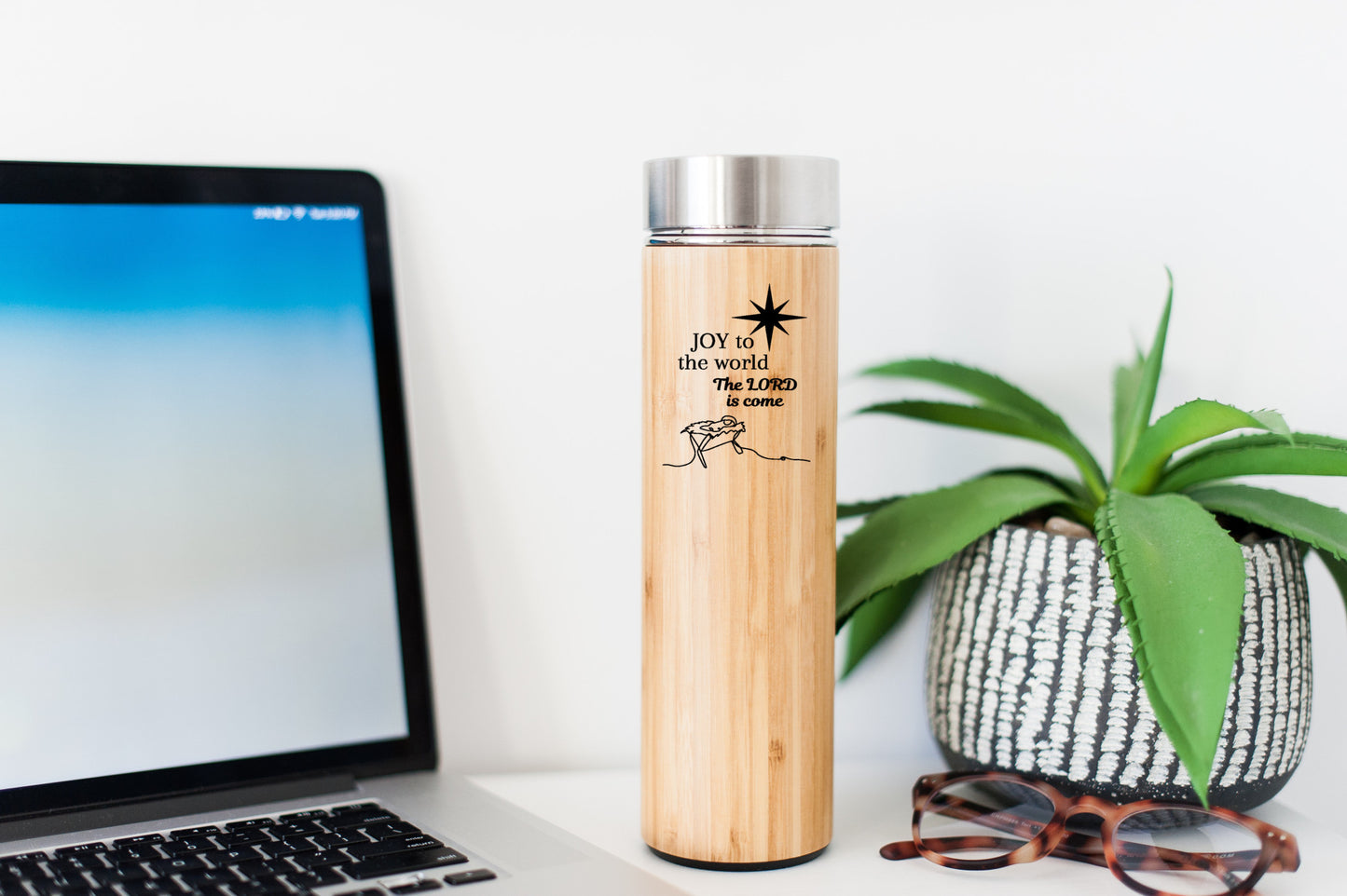 Joy To The World Bamboo water bottle