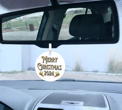 Merry Christmas 2024 Car Ornament